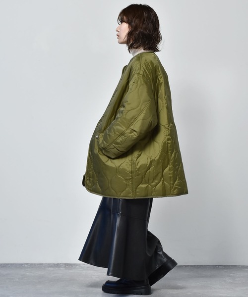 RETRO GIRL（レトロガール）の「ライナーキルトコート（ノーカラーコート・レディース・グリーン/ブラウン/アイボリー・FREE）」の16枚目の写真