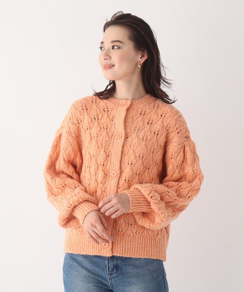 AG by aquagirl(エージーバイアクアガール)の「◆ラメノットヤーン透かし編みクルーカーディガン(カーディガン/ボレロ・レディース・ホワイト系その他6/オレンジ系その他5/ベージュ系5・38/36)」の3枚目の写真