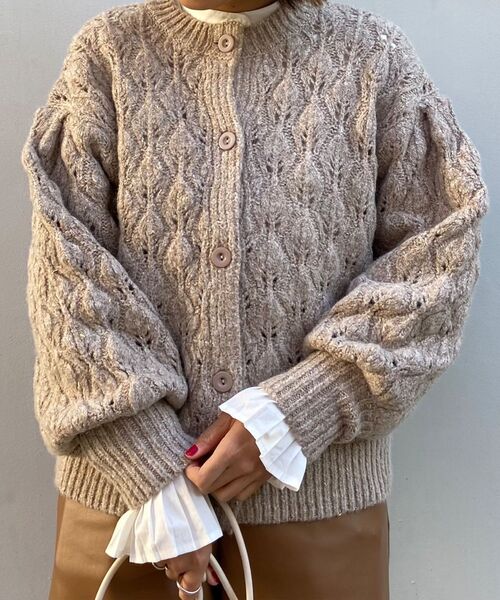 AG by aquagirl(エージーバイアクアガール)の「◆ラメノットヤーン透かし編みクルーカーディガン(カーディガン/ボレロ・レディース・ホワイト系その他6/オレンジ系その他5/ベージュ系5・38/36)」の16枚目の写真