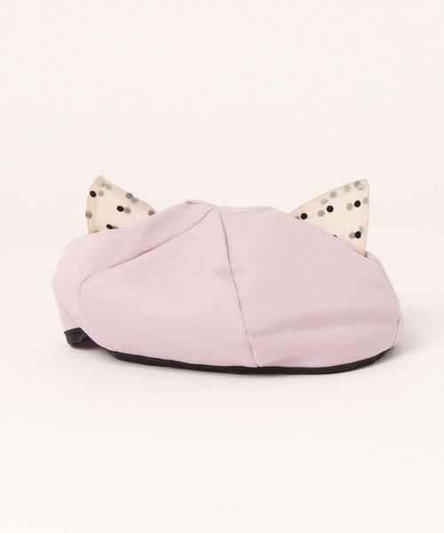 nino（ニノ）の「ドットねこ耳ベレー帽（ハンチング/ベレー帽・キッズ・ブラック/ピンク/アイボリー・S/M/L）」の3枚目の写真