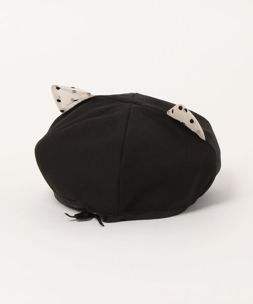 nino（ニノ）の「ドットねこ耳ベレー帽（ハンチング/ベレー帽・キッズ・ブラック/ピンク/アイボリー・S/M/L）」の4枚目の写真