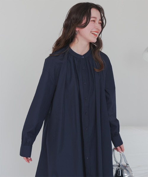 titivate（ティティベイト）の「バックシャーリングワンピース（シャツワンピース・レディース・オフホワイト/ライトグリーン/ブルー/ブラック/ネイビー・S/M/L）」の19枚目の写真