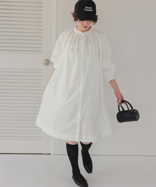 titivate（ティティベイト）の「バックシャーリングワンピース（シャツワンピース・レディース・オフホワイト/ライトグリーン/ブルー/ブラック/ネイビー・S/M/L）」の21枚目の写真