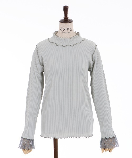 axes femme(アクシーズファム)の「メローリブタートルインナー(Tシャツ/カットソー・レディース・ブラック/ベージュ/キナリ/ミント・FREE)」の4枚目の写真