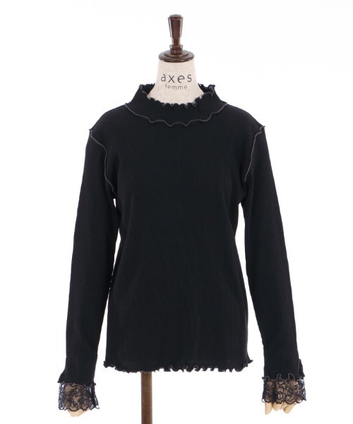 axes femme(アクシーズファム)の「メローリブタートルインナー(Tシャツ/カットソー・レディース・ブラック/ベージュ/キナリ/ミント・FREE)」の1枚目の写真