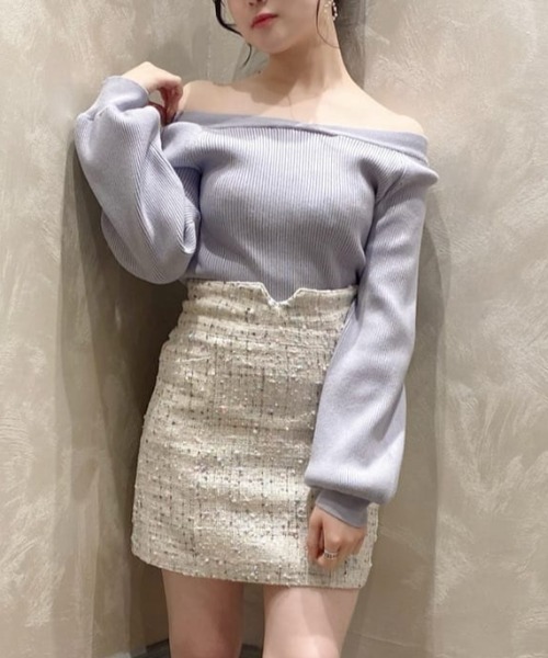 MIIA（ミーア）の「4WAYリブニット（ニット/セーター・レディース・ブラック/ベージュ/オフホワイト/ブルー/グリーン・FREE）」の5枚目の写真