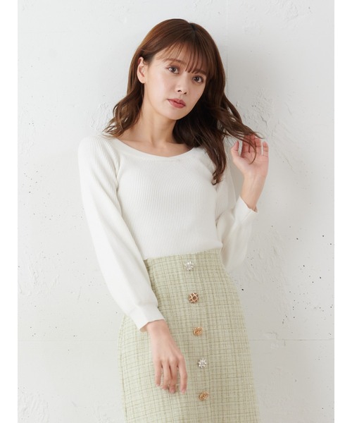 MIIA（ミーア）の「4WAYリブニット（ニット/セーター・レディース・ブラック/ベージュ/オフホワイト/ブルー/グリーン・FREE）」の19枚目の写真