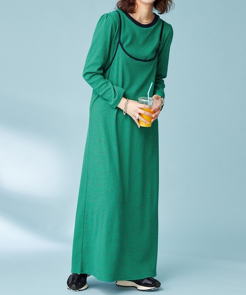 HELLO.SANFRANCISCO（ハローサンフランシスコ）の「【HELLO.SANFRANCISCO】インナー付きボーダーキャミワンピ（ワンピース・レディース・イエロー/ブルー/グリーン・ONE SIZE）」の9枚目の写真