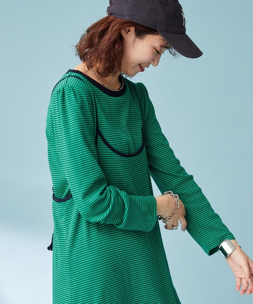 HELLO.SANFRANCISCO（ハローサンフランシスコ）の「【HELLO.SANFRANCISCO】インナー付きボーダーキャミワンピ（ワンピース・レディース・イエロー/ブルー/グリーン・ONE SIZE）」の13枚目の写真