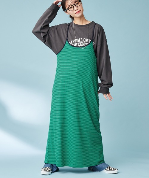 HELLO.SANFRANCISCO（ハローサンフランシスコ）の「【HELLO.SANFRANCISCO】インナー付きボーダーキャミワンピ（ワンピース・レディース・イエロー/ブルー/グリーン・ONE SIZE）」の14枚目の写真