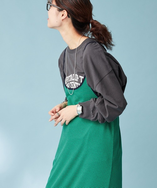 HELLO.SANFRANCISCO（ハローサンフランシスコ）の「【HELLO.SANFRANCISCO】インナー付きボーダーキャミワンピ（ワンピース・レディース・イエロー/ブルー/グリーン・ONE SIZE）」の19枚目の写真