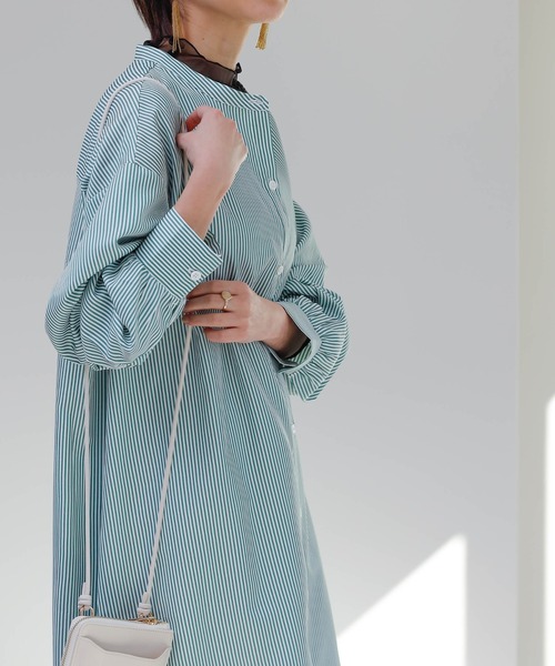 COLONY 2139（コロニートゥーワンスリーナイン）の「ストライプバンドカラーシャツワンピース（ワンピース・レディース・グリーン/レッド/ネイビー・FREE）」の18枚目の写真