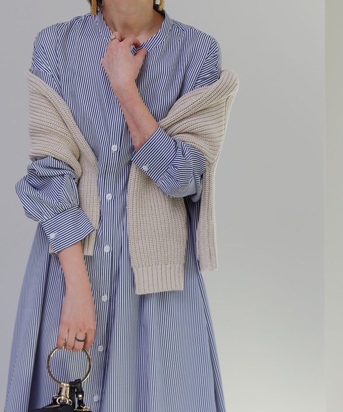 COLONY 2139（コロニートゥーワンスリーナイン）の「ストライプバンドカラーシャツワンピース（ワンピース・レディース・グリーン/レッド/ネイビー・FREE）」の5枚目の写真