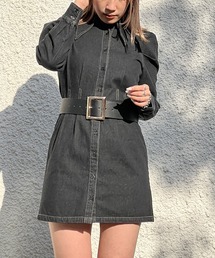 one way | ビックカラーウエストタックワンピース(ワンピース)