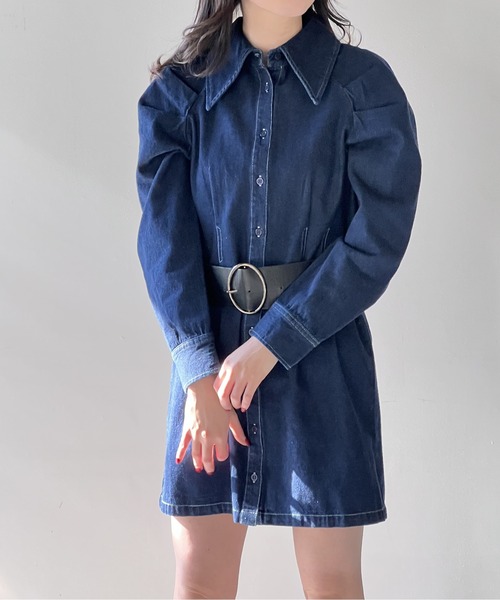 one way(ワンウェイ)の「ビックカラーウエストタックワンピース(ワンピース・レディース・ホワイト/ベージュ/ブラック系その他/ダークブルー・FREE)」の10枚目の写真