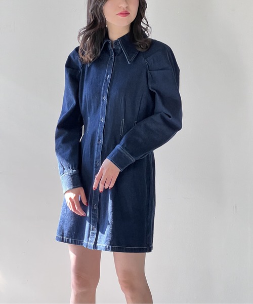 one way(ワンウェイ)の「ビックカラーウエストタックワンピース(ワンピース・レディース・ホワイト/ベージュ/ブラック系その他/ダークブルー・FREE)」の13枚目の写真