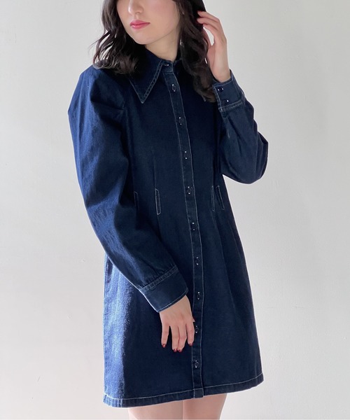 one way(ワンウェイ)の「ビックカラーウエストタックワンピース(ワンピース・レディース・ホワイト/ベージュ/ブラック系その他/ダークブルー・FREE)」の14枚目の写真