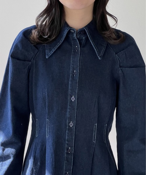 one way(ワンウェイ)の「ビックカラーウエストタックワンピース(ワンピース・レディース・ホワイト/ベージュ/ブラック系その他/ダークブルー・FREE)」の17枚目の写真