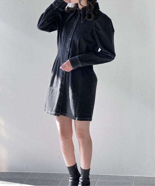 one way(ワンウェイ)の「ビックカラーウエストタックワンピース(ワンピース・レディース・ホワイト/ベージュ/ブラック系その他/ダークブルー・FREE)」の20枚目の写真