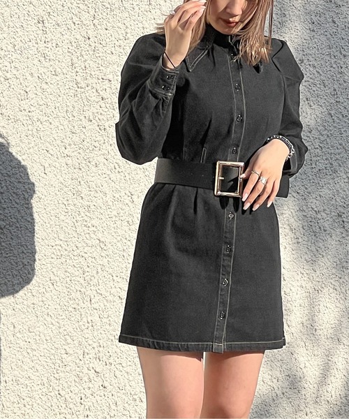 one way(ワンウェイ)の「ビックカラーウエストタックワンピース(ワンピース・レディース・ホワイト/ベージュ/ブラック系その他/ダークブルー・FREE)」の6枚目の写真