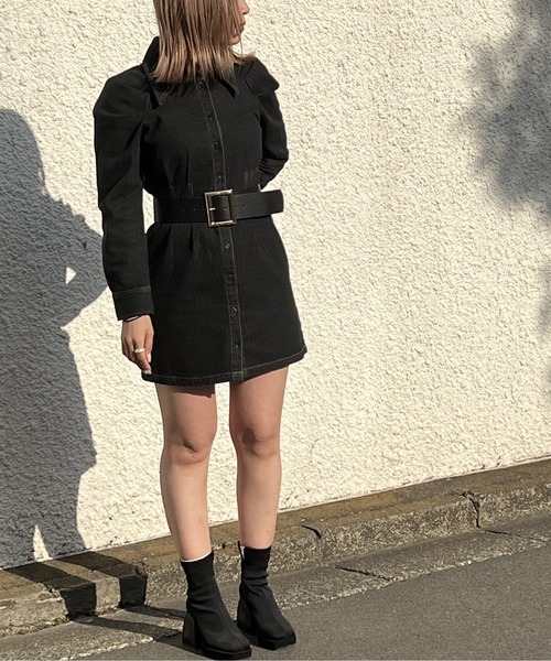 one way(ワンウェイ)の「ビックカラーウエストタックワンピース(ワンピース・レディース・ホワイト/ベージュ/ブラック系その他/ダークブルー・FREE)」の8枚目の写真