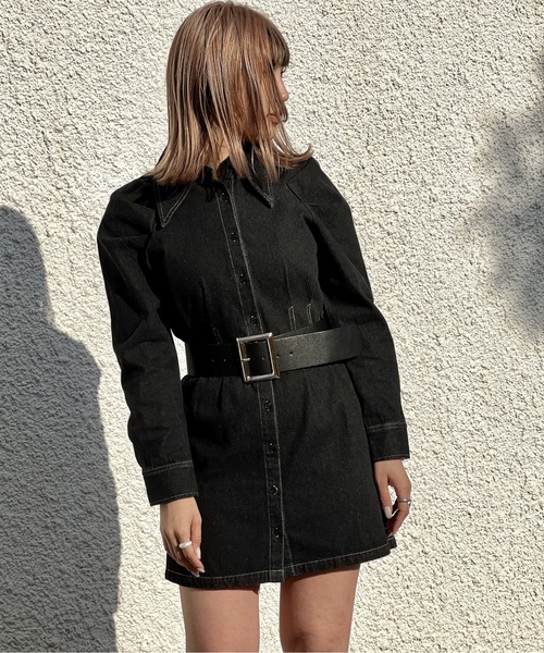 one way(ワンウェイ)の「ビックカラーウエストタックワンピース(ワンピース・レディース・ホワイト/ベージュ/ブラック系その他/ダークブルー・FREE)」の9枚目の写真