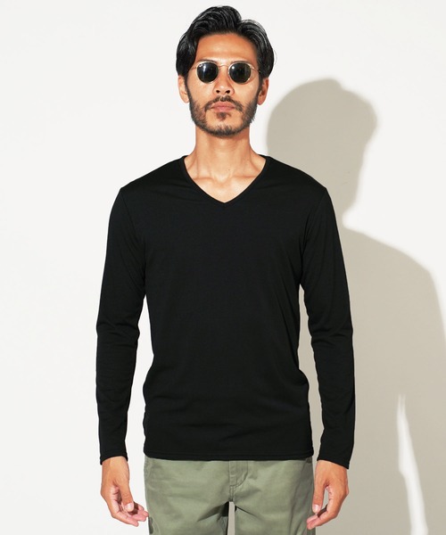 roshell（ロシェル）の「ストレッチVネック無地長袖Tシャツ（Tシャツ/カットソー・メンズ・ホワイト/チャコールグレー/ブラック/ネイビー・SMALL/MEDIUM/LARGE/X-LARGE/XX-LARGE）」の5枚目の写真