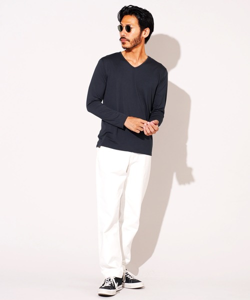 roshell（ロシェル）の「ストレッチVネック無地長袖Tシャツ（Tシャツ/カットソー・メンズ・ホワイト/チャコールグレー/ブラック/ネイビー・SMALL/MEDIUM/LARGE/X-LARGE/XX-LARGE）」の18枚目の写真