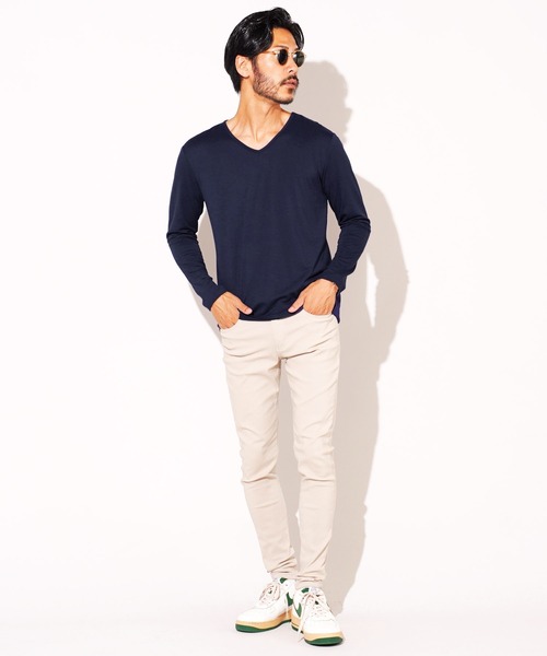 roshell（ロシェル）の「ストレッチVネック無地長袖Tシャツ（Tシャツ/カットソー・メンズ・ホワイト/チャコールグレー/ブラック/ネイビー・SMALL/MEDIUM/LARGE/X-LARGE/XX-LARGE）」の20枚目の写真