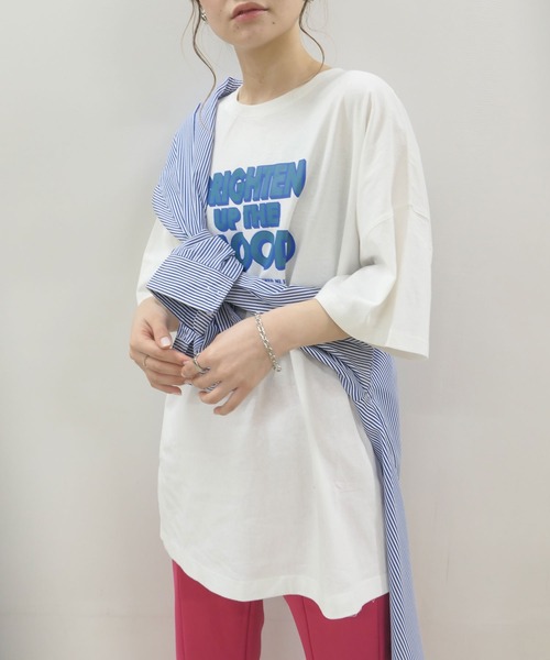 CORNERS（コーナーズ）の「ロゴプリントTシャツ（Tシャツ/カットソー・レディース・オフホワイト/スミクロ/オートミール・FREE）」の5枚目の写真