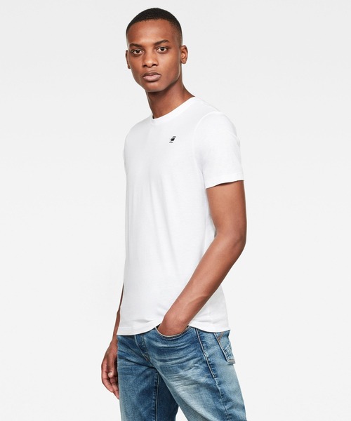 G-STAR（ジースター）の「G-RAW SLIM T-SHIRT/ワンポイント/ロゴ（Tシャツ/カットソー・メンズ・ダークブラック/ホワイト・SMALL/MEDIUM/LARGE/X-LARGE/X-SMALL）」の2枚目の写真