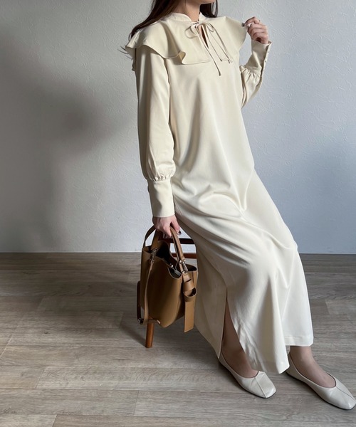 -Myme- Heart be to.(マイミーハートビート)の「ruffled collar 2way one-piece / ラッフルカラー2wayワンピース(ワンピース・レディース・ネイビー/アイボリー・FREE)」の3枚目の写真