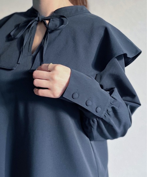 -Myme- Heart be to.(マイミーハートビート)の「ruffled collar 2way one-piece / ラッフルカラー2wayワンピース(ワンピース・レディース・ネイビー/アイボリー・FREE)」の7枚目の写真