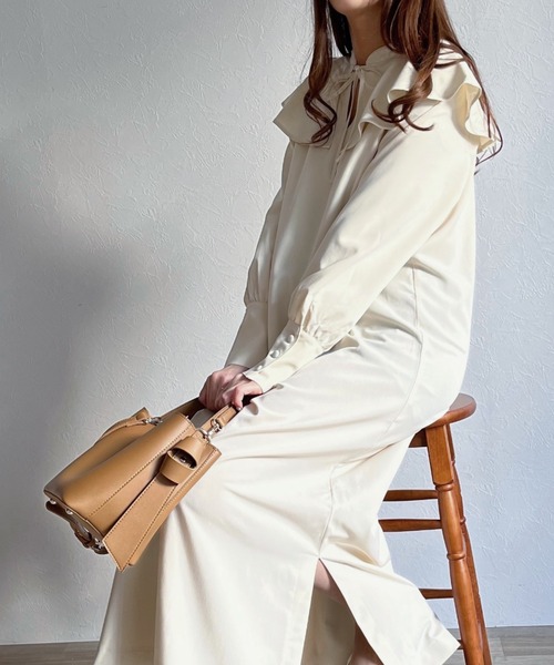 -Myme- Heart be to.(マイミーハートビート)の「ruffled collar 2way one-piece / ラッフルカラー2wayワンピース(ワンピース・レディース・ネイビー/アイボリー・FREE)」の10枚目の写真