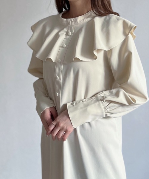 -Myme- Heart be to.(マイミーハートビート)の「ruffled collar 2way one-piece / ラッフルカラー2wayワンピース(ワンピース・レディース・ネイビー/アイボリー・FREE)」の11枚目の写真