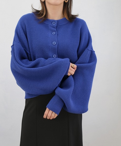 ＡＮＤＪ（アンドジェイ）の「ボリューム袖ショートニットカーディガン（カーディガン/ボレロ・レディース・グリーン/ブルー/イエロー/オフホワイト・M）」の16枚目の写真