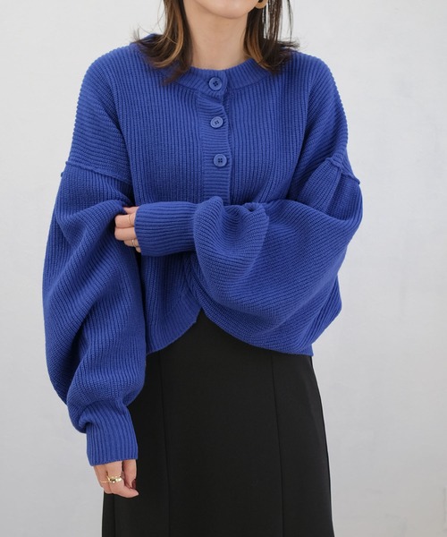 ＡＮＤＪ（アンドジェイ）の「ボリューム袖ショートニットカーディガン（カーディガン/ボレロ・レディース・グリーン/ブルー/イエロー/オフホワイト・M）」の19枚目の写真