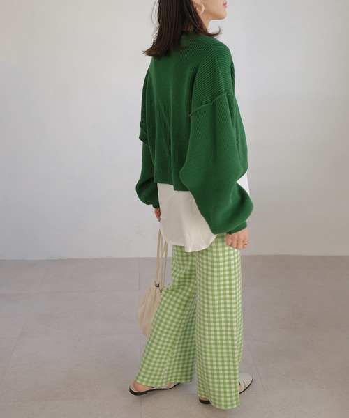 ＡＮＤＪ（アンドジェイ）の「ボリューム袖ショートニットカーディガン（カーディガン/ボレロ・レディース・グリーン/ブルー/イエロー/オフホワイト・M）」の9枚目の写真