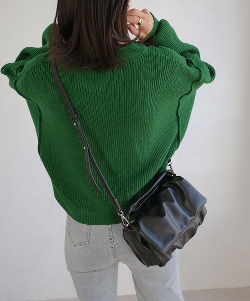 ＡＮＤＪ（アンドジェイ）の「ボリューム袖ショートニットカーディガン（カーディガン/ボレロ・レディース・グリーン/ブルー/イエロー/オフホワイト・M）」の12枚目の写真