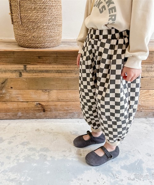 aimoha（アイモハ）の「aimoha-KIDS- 配色チェック柄裾絞りパンツ（スラックス・キッズ・ブラック/ブラウン・100/90/120/110/80/130）」の9枚目の写真