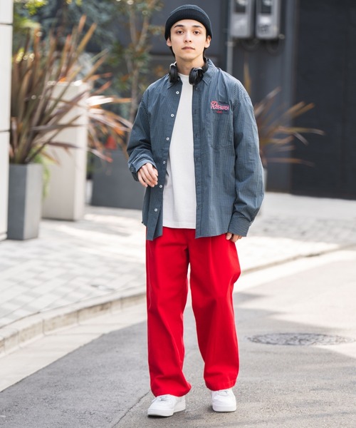 WEGO（ウィゴー）の「WEGO/FACTORYロゴミニチェックシャツ（シャツ/ブラウス・メンズ・ホワイト系その他2/ベージュ系その他2/ブルー系その他2・MEDIUM/LARGE）」の4枚目の写真