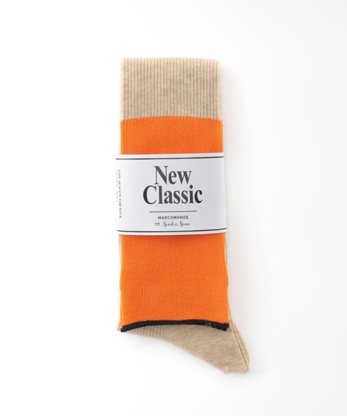 Spick & Span(スピックアンドスパン)の「【MARCOMONDE】 2トーンハイソックス(ソックス/靴下・レディース・チャコールグレー/カーキ/オレンジ・FREE)」の1枚目の写真
