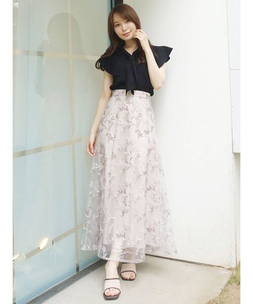 MERCURYDUO(マーキュリーデュオ)の「チュール刺繍フレアスカート(スカート・レディース・ピンク/イエロー/ライトブルー・SMALL/MEDIUM)」の9枚目の写真