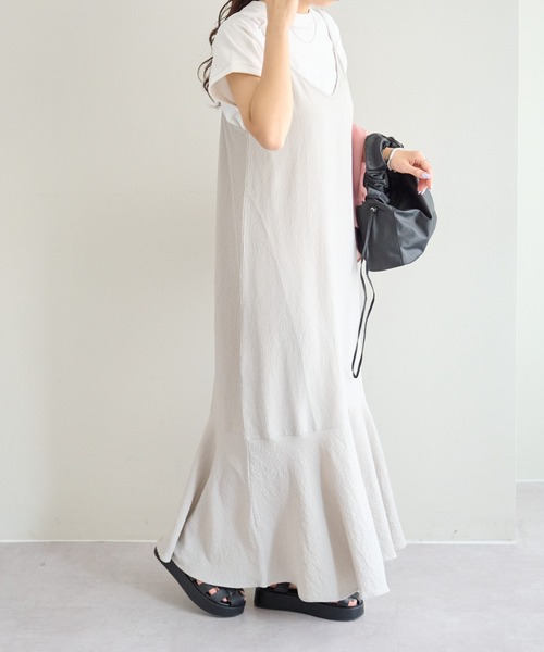 DISCOAT（ディスコート）の「【WEB限定】くしゅくしゅキャミワンピース（ワンピース・レディース・グリーン系その他/アイボリー/ブラック/ライトグレー・FREE）」の21枚目の写真