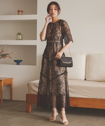 Kana | ショルダーギャザーラッセルレース 結婚式 お呼ばれ パーティー ワンピース(ドレス)