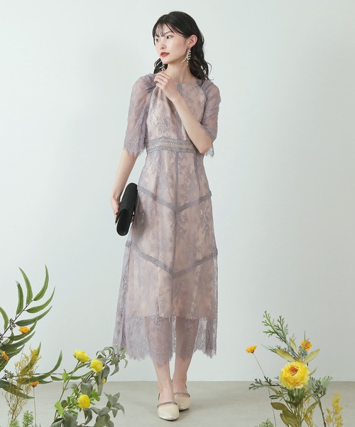 Kana（カナ）の「ショルダーギャザーラッセルレース ワンピース パーティー ドレス 結婚式 お呼ばれ オケージョン（ドレス・レディース・グリーン系その他/ブラック/パープル系その他/モカ・M/L/S）」の20枚目の写真