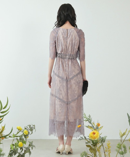 Kana（カナ）の「ショルダーギャザーラッセルレース ワンピース パーティー ドレス 結婚式 お呼ばれ オケージョン（ドレス・レディース・グリーン系その他/ブラック/パープル系その他/モカ・M/L/S）」の13枚目の写真