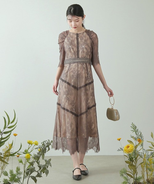 Kana（カナ）の「ショルダーギャザーラッセルレース ワンピース パーティー ドレス 結婚式 お呼ばれ オケージョン（ドレス・レディース・グリーン系その他/ブラック/パープル系その他/モカ・M/L/S）」の21枚目の写真