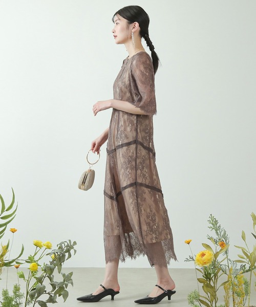 Kana（カナ）の「ショルダーギャザーラッセルレース ワンピース パーティー ドレス 結婚式 お呼ばれ オケージョン（ドレス・レディース・グリーン系その他/ブラック/パープル系その他/モカ・M/L/S）」の22枚目の写真