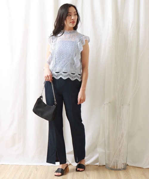 libelle more(リベル モア)の「ノースリーブレースブラウス(シャツ/ブラウス・レディース・ブラック/ラベンダー/ライトブルー/オフホワイト/グリーン・M/L)」の18枚目の写真